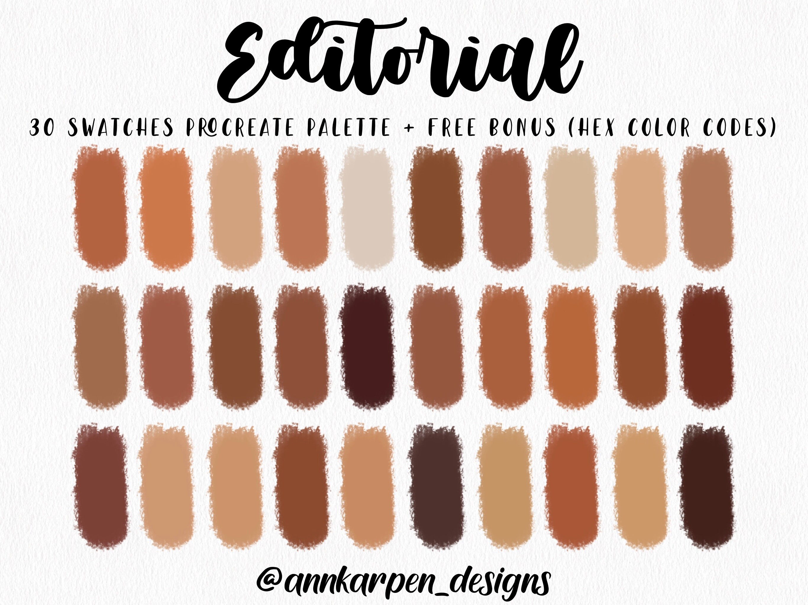 Editorial Procreate Palette 30 HEX Color Codes Instant - Etsy