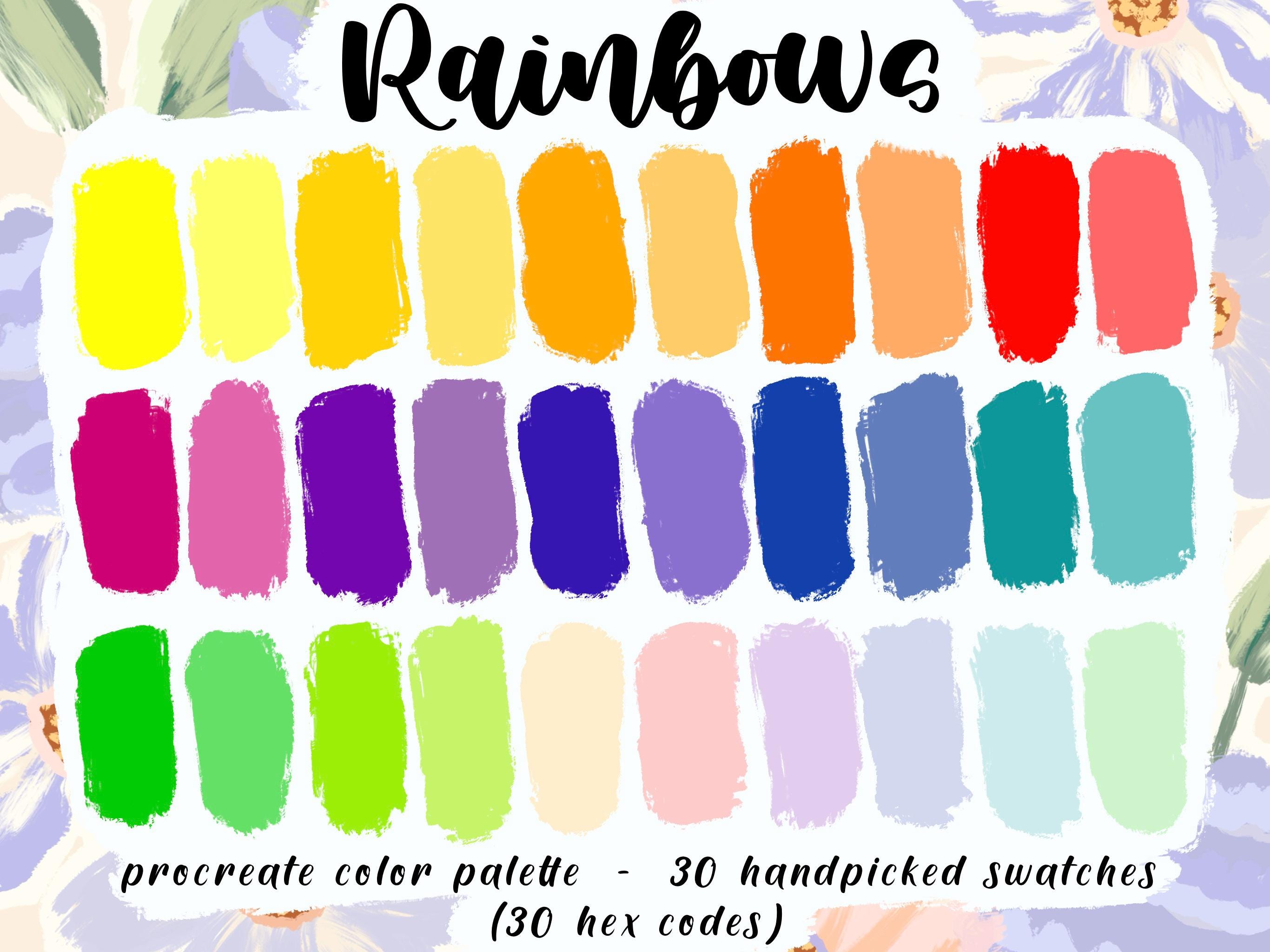 Rainbows - Procreate Palette, 30 HEX-Codes, Sofortdownload, iPad Pro, Kinder Illustration, bunte fröhliche Farbmuster
