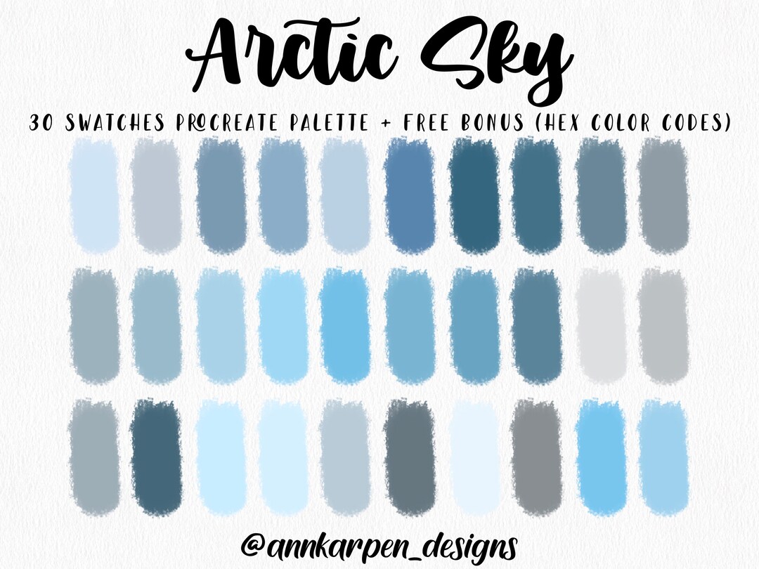 Arctic Sky Procreate Palette 30 Colors, Blue Color Palette, Instant
