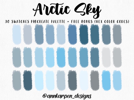 Arctic Sky Procreate Palette 30 Colors Blue Color Palette - Etsy