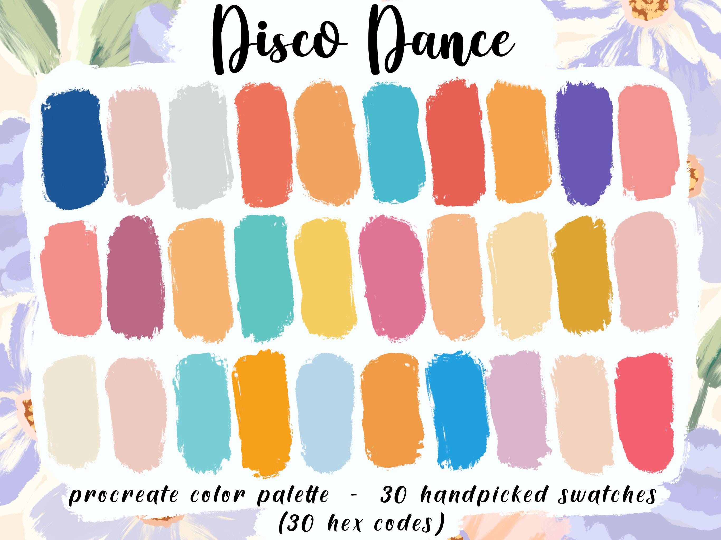 Disco Dance Procreate Palette, 30 HEX Color Codes, Instant Digital Download, iPad Pro App, Art Illustration, Bright Color Swatches, Anime