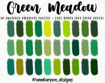 Green Rainforest Procreate Palette 30 HEX Color Codes - Etsy