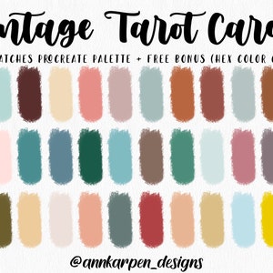Vintage Tarot Cards Procreate Palette, 30 HEX Color Codes, Instant Digital Download, iPad Pro Art Illustration, Boho Swatches, Anime Art