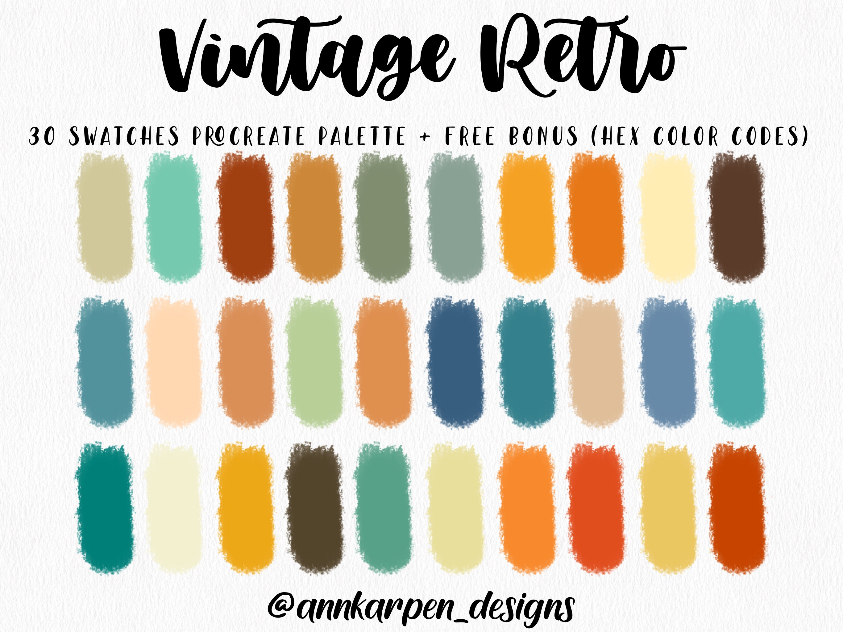 Vintage Tarot Cards Procreate Palette, 30 HEX Color Codes, Instant