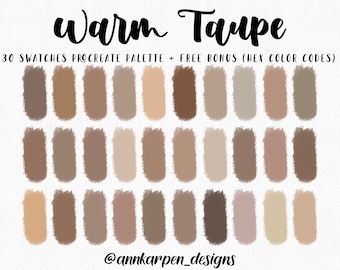 Warm Taupe Procreate Palette, 30 HEX Color Codes, Neutral Nursery Theme, Good Notes, Digital Planner, iPad Illustration, Soft Beige Colors