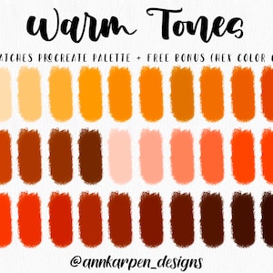 Warm Tones Procreate Palette, 30 HEX Color Codes, Instant Digital Download, iPad Pro Illustration, Red Brown Color Swatches, Fall Vibes Art