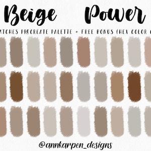 Beige Power Procreate-palet, 30 zorgvuldig geselecteerde zeskantkleuren, instant digitale download, iPad Pro-illustratie, diverse zachte taupe kleurstalen