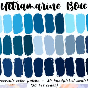 Ultramarine Blue - Procreate Palette with 30 HEX Codes, Good Notes Swatches, Digital Planner Blue Theme, iPad Pro, Assorted Marine Colors