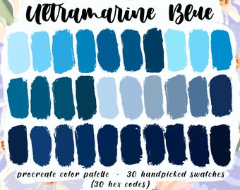 Ultramarine Blue - Procreate Palette with 30 HEX Codes, Good Notes Swatches, Digital Planner Blue Theme, iPad Pro, Assorted Marine Colors