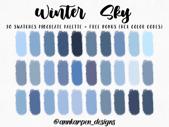 Winter Sky Procreate Palette 30 HEX Color Codes Instant -  Israel
