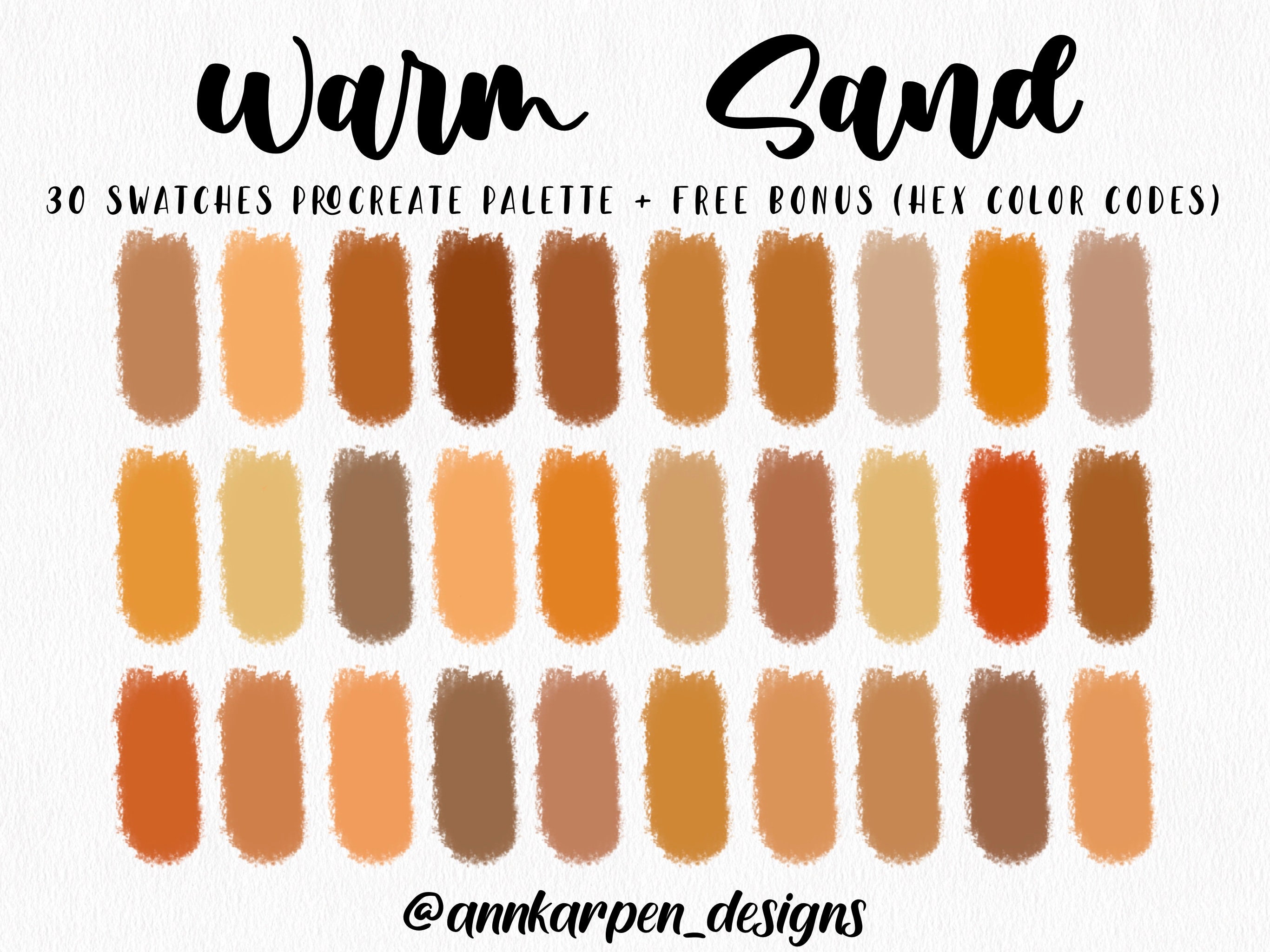 Warm Sand Procreate Palette 30 HEX Color Codes Instant - Etsy