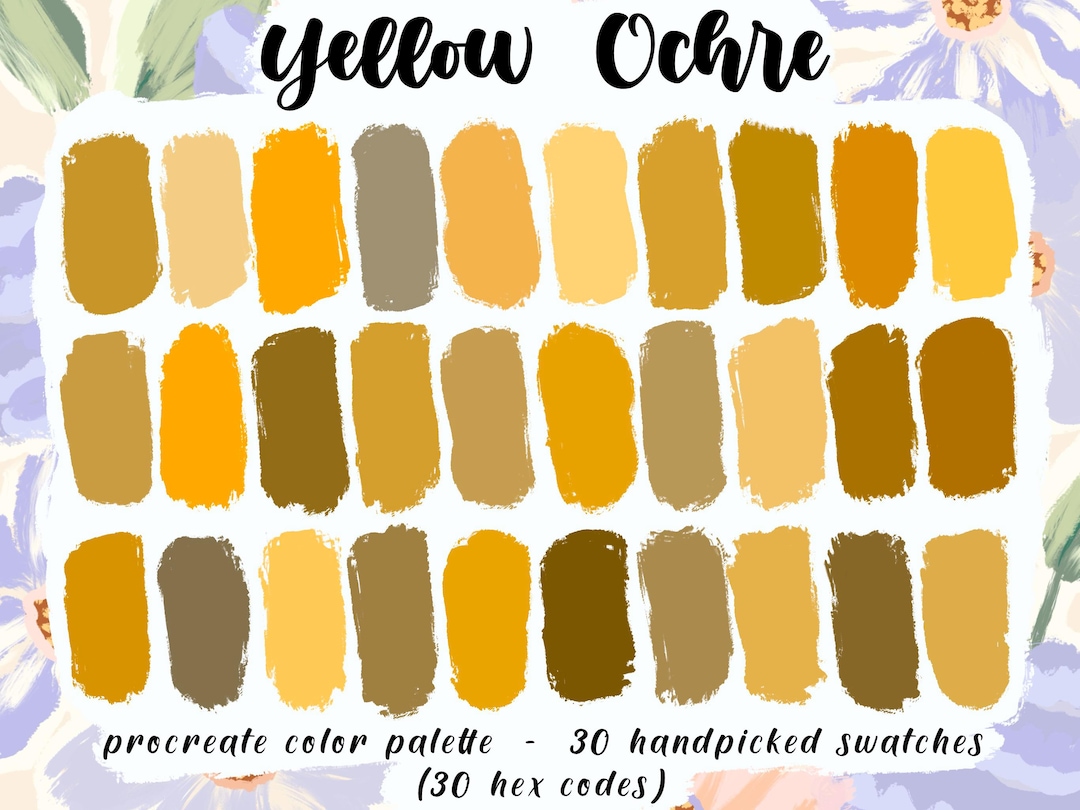 Yellow Ochre - Procreate Palette, 30 HEX Color Codes, Instant Digital ...