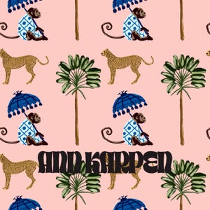 SAFARI TRIP - Seamless Digital Paper Pattern, Pink Boho Animals Adventure Gift Wrapping Paper, UNLIMITED Use, Party Gifts, Scrapbooking Art