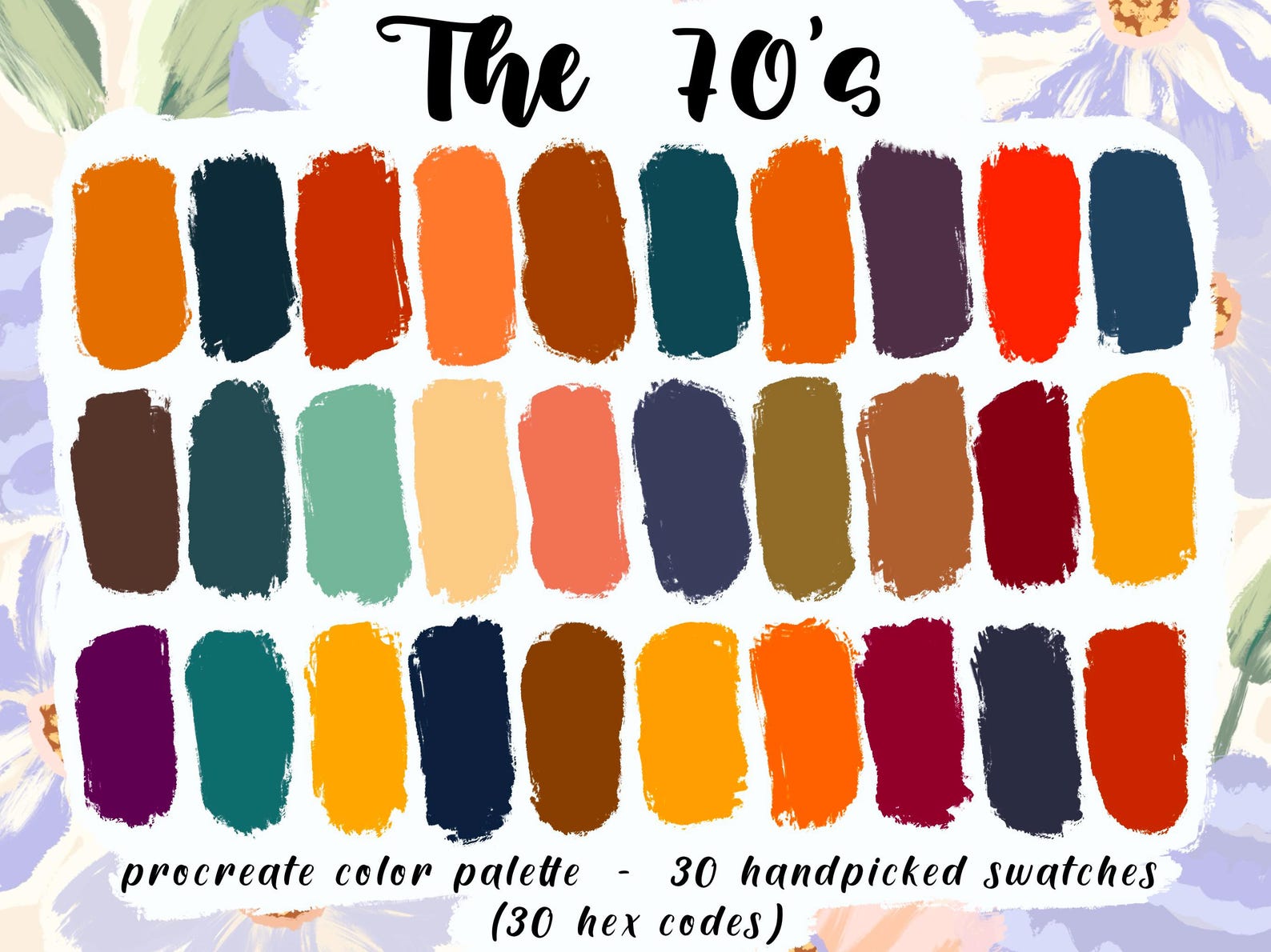 The 70's - Procreate Palette, 30 HEX Codes, Instant Download, iPad Pro ...