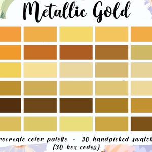 Metallic Gold Procreate Palette, 30 HEX Codes, Instant Download, Metal ...