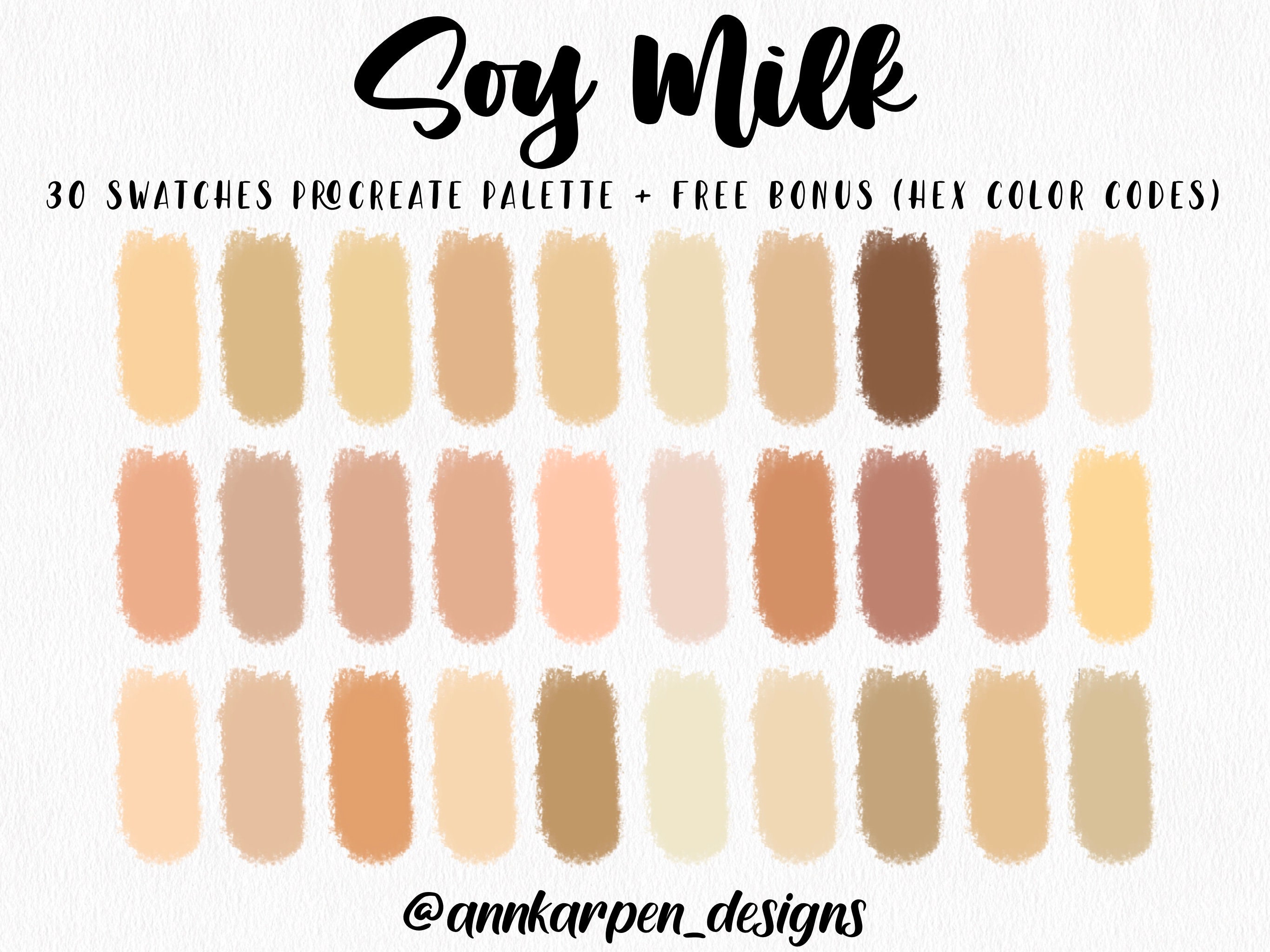Soy Milk Procreate Palette 30 HEX Color Codes Instant Digital 