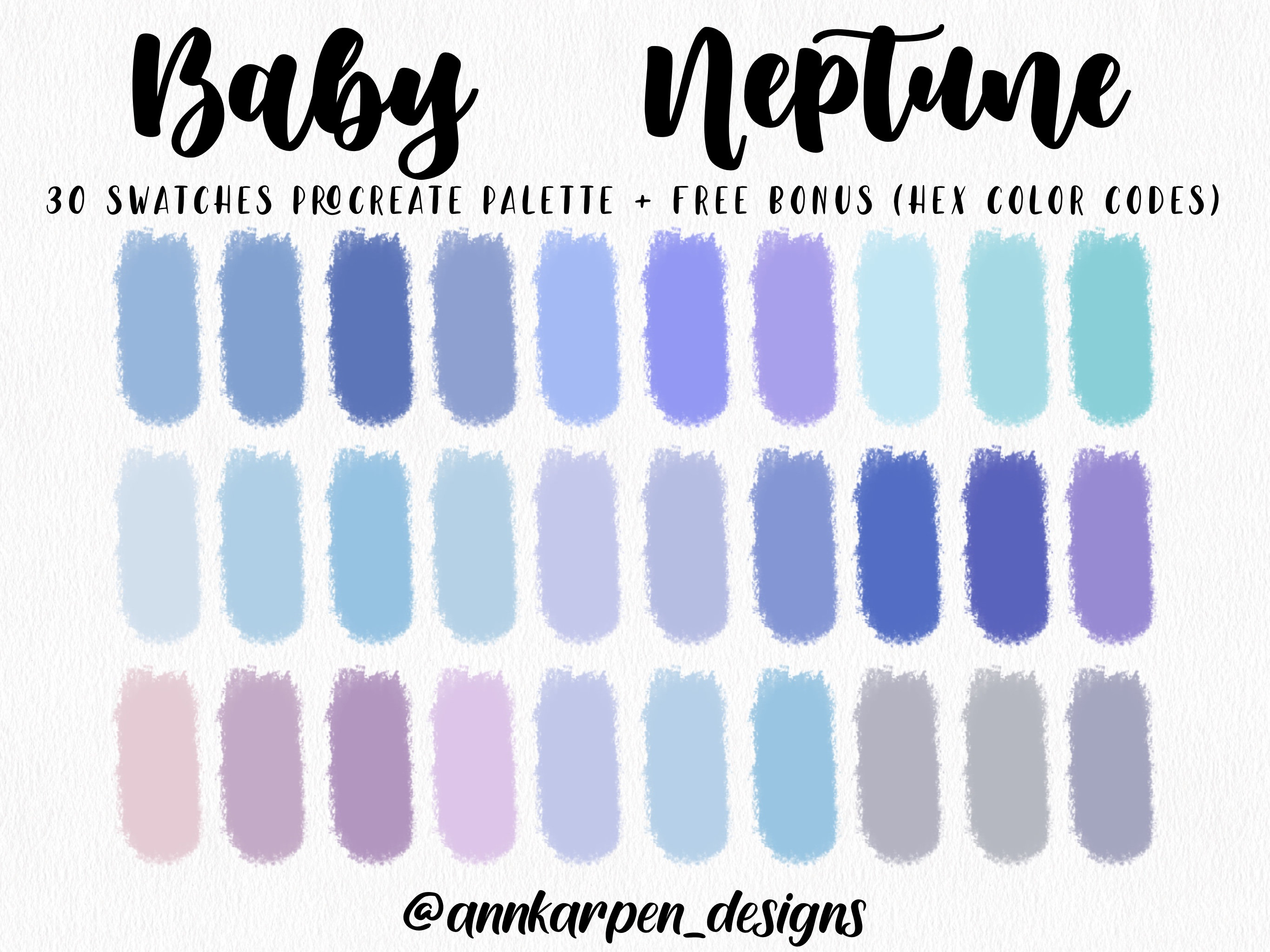 Baby Neptune Procreate Palette 30 HEX Color Codes Instant Etsy Australia