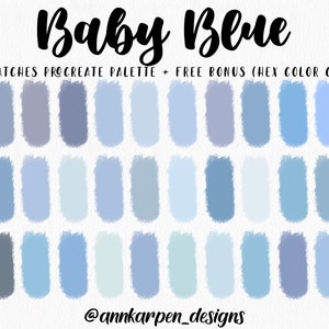 Baby Blue Procreate Palette, 30 HEX Codes, Good Notes, Digital Wedding Planner, iPad Pro Art Illustration, Pastel Ice Blue Color Swatches