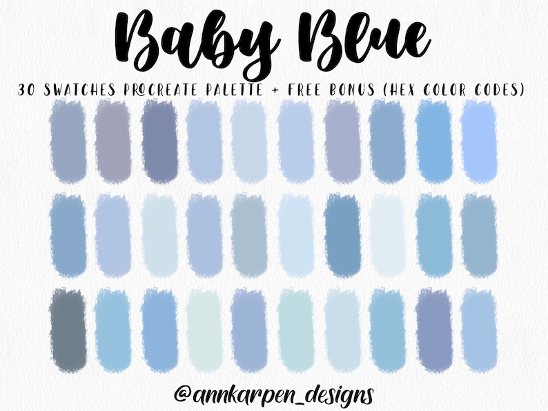 Baby Blue Procreate Palette 30 Hex Color Codes Instant Etsy Finland