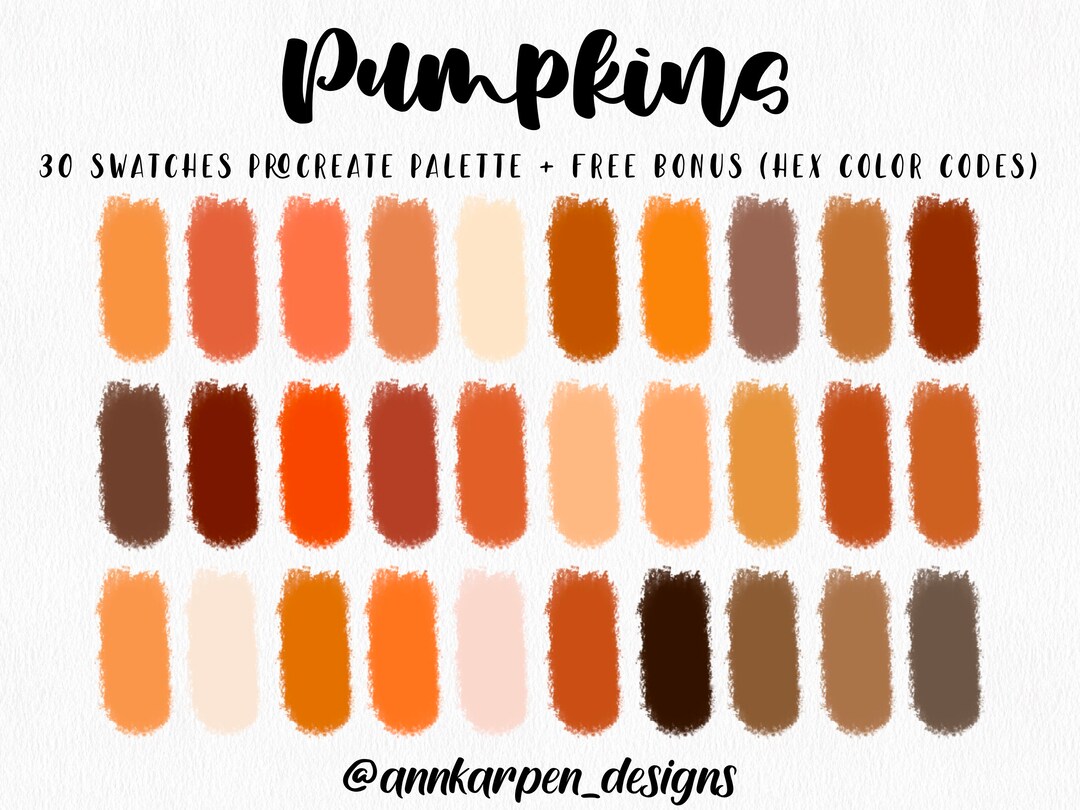 Pumpkins Procreate Palette, 30 HEX Color Codes, Instant Digital