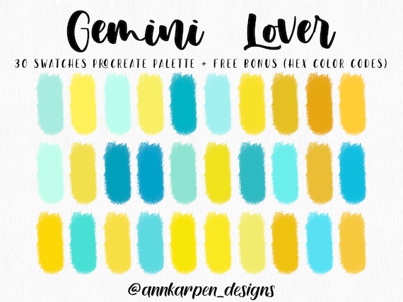 Gemini Lover Procreate Palette, 30 HEX Kleurcodes, Instant.