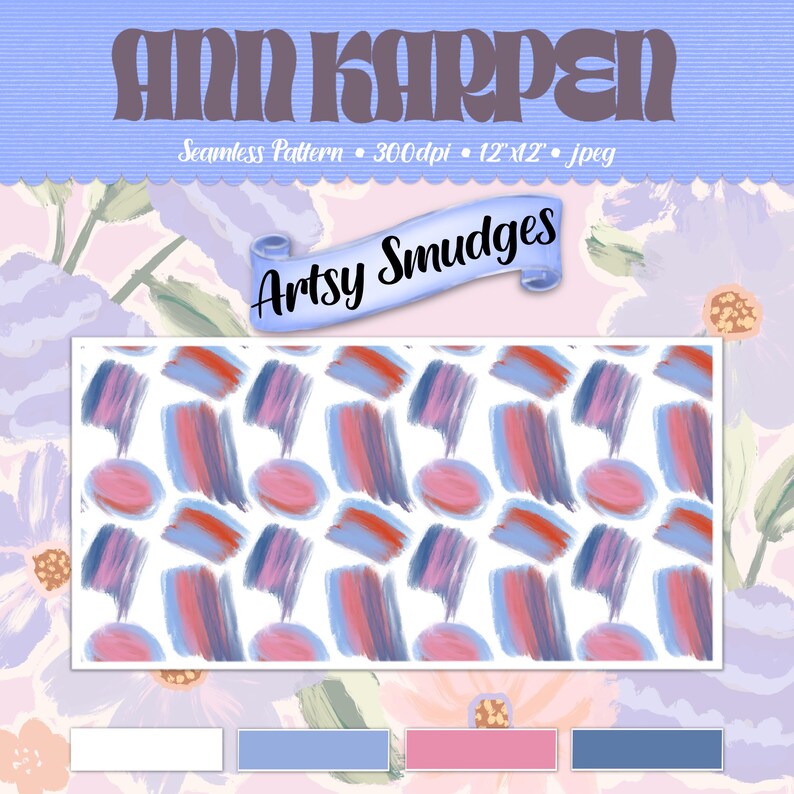 Artsy Smudges - Seamless Digital Paper Pattern, Cottagecore Art Gift Wrapping Paper, UNLIMITED Use, Easter Party Theme Gifts, Scrapbooking image 3