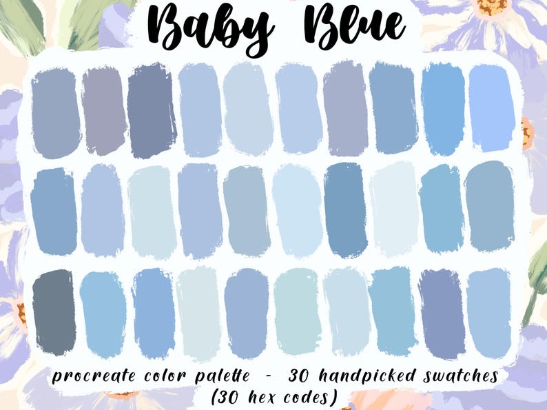 Baby Blue - Procreate Palette, 30 HEX Codes, Good Notes, Digital ...