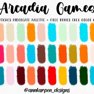 Arcadia Games Procreate Palette, 30 HEX Color Codes Swatches, Bright ...