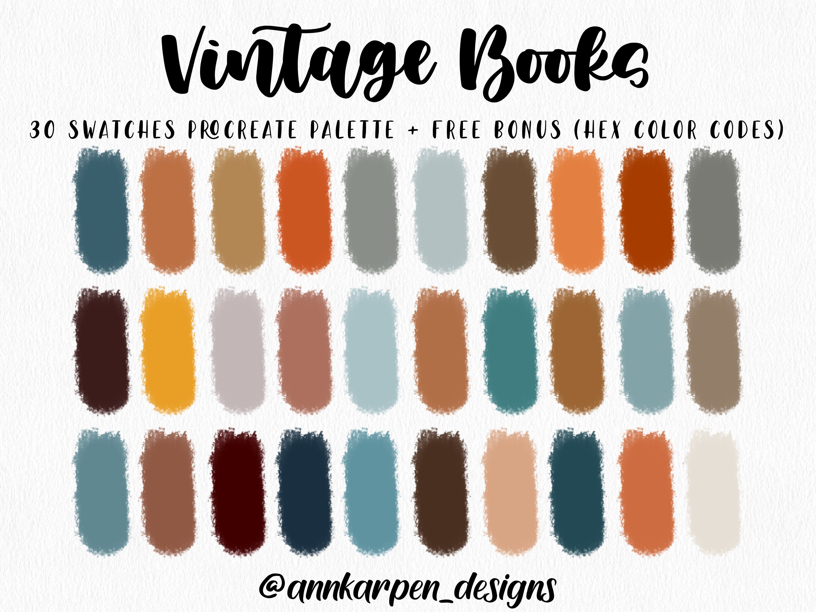 Vintage Books Procreate Palette, 30 HEX Color Codes, Instant Digital  Download, iPad Pro Illustration, Retro Color Swatches, Antique Art