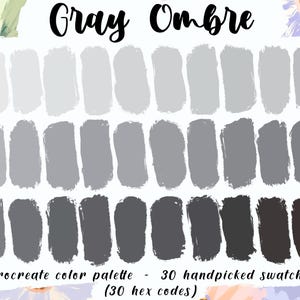 Gray Ombre - Procreate Color Palette, 30 HEX Codes, Grey Color Swatches, Instant Download, iPad App, Good Notes, Digital Planner Tools