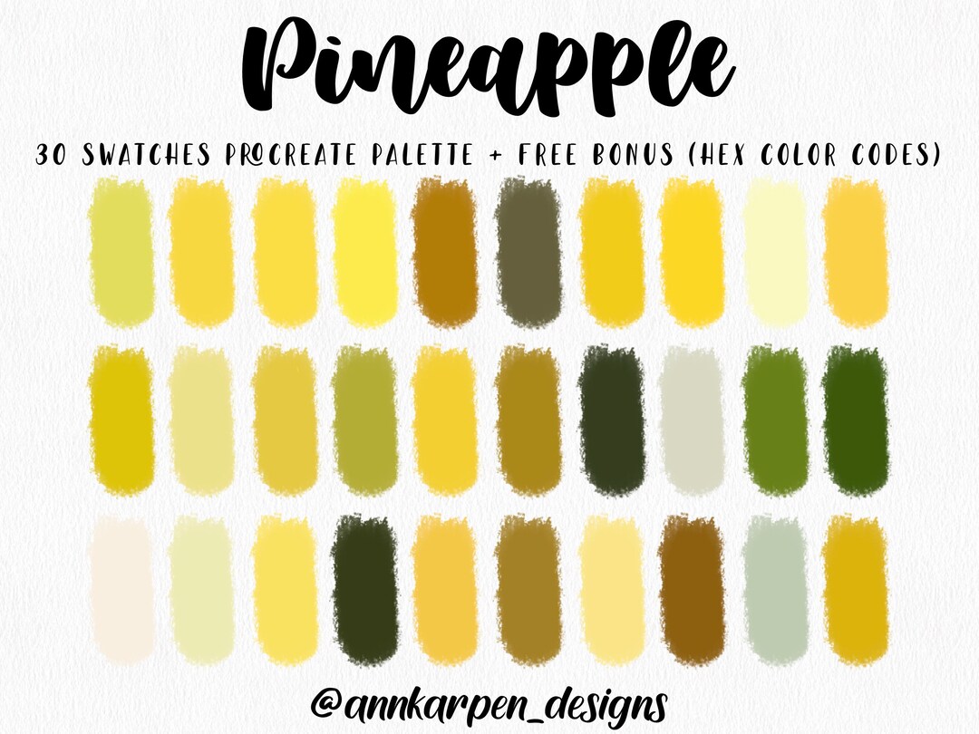 Pineapple Procreate Palette 30 HEX Color Codes Instant Etsy
