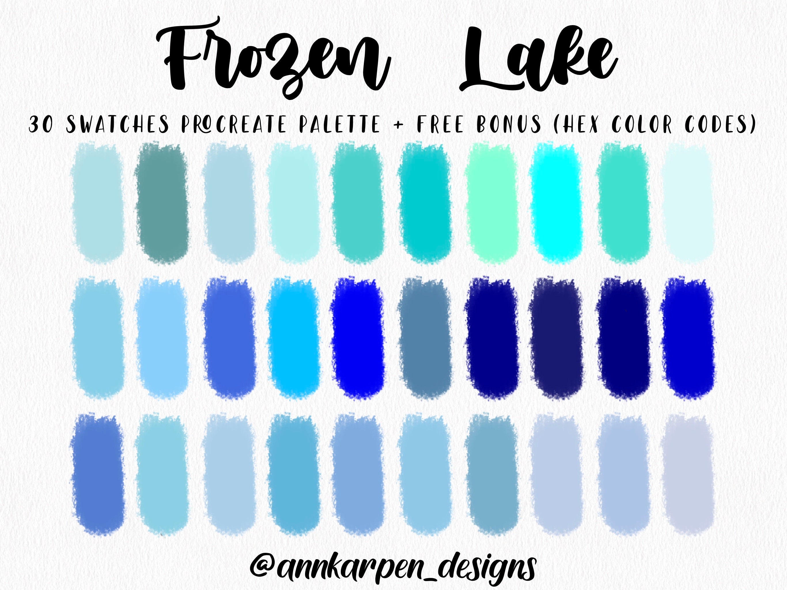 Frozen Lake Procreate Palette 30 HEX Color Codes Instant - Etsy