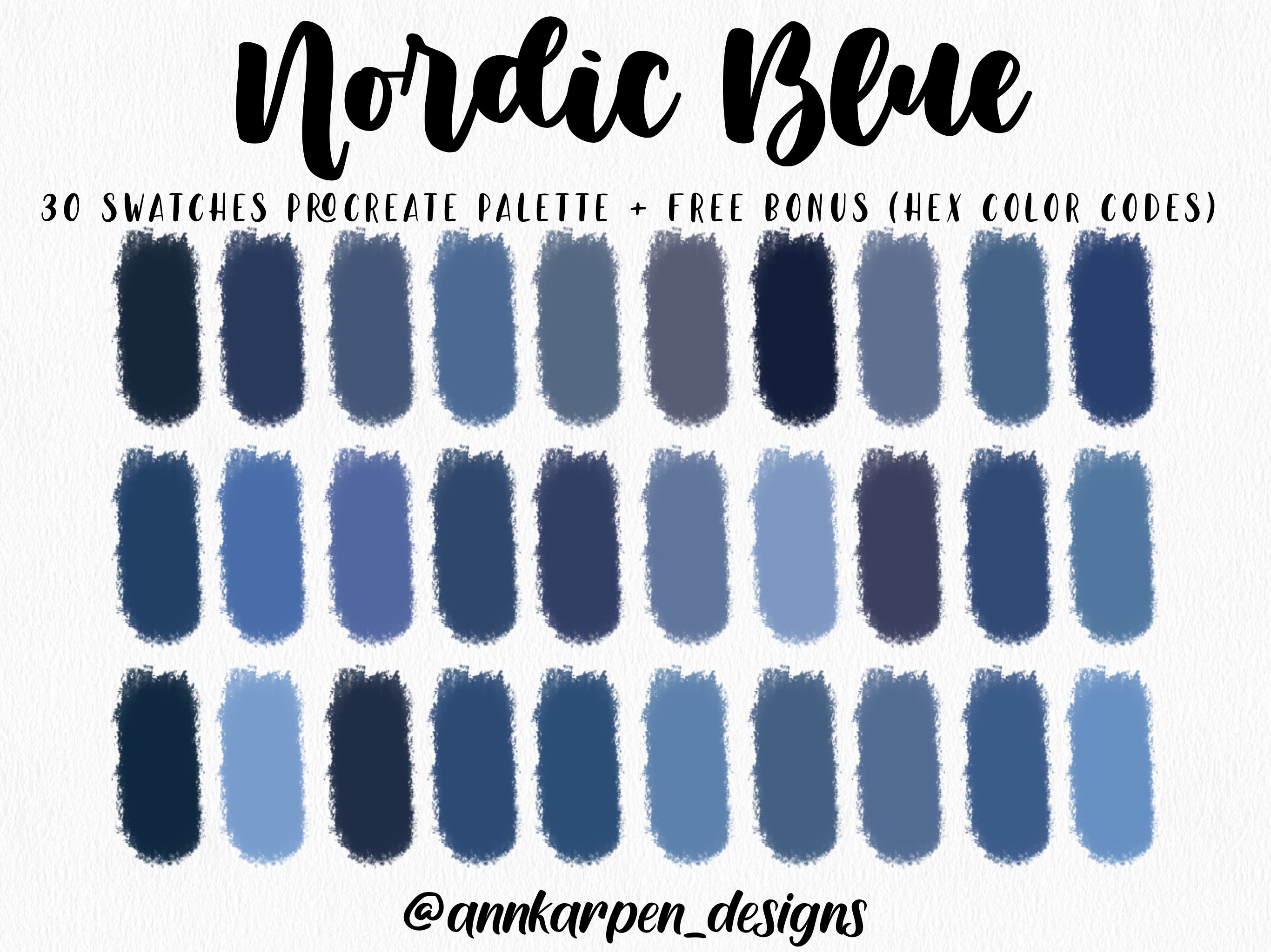 Nordic Blue Procreate Palette, 30 HEX Color Codes, Instant Digital  Download, iPad Pro Art, Norway Illustration, Pastel Navy Color Swatches 