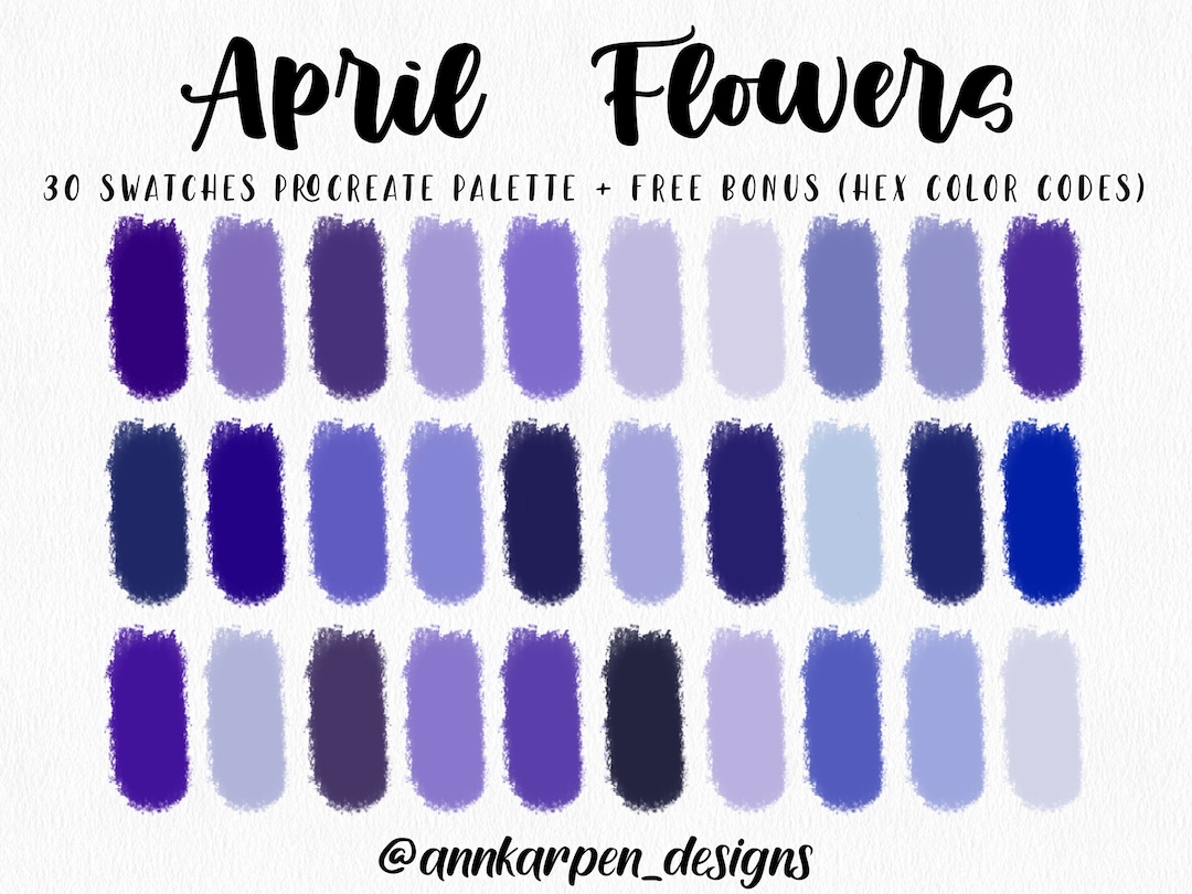 April Flowers Procreate Palette, 30 HEX Color Codes, Instant Digital ...