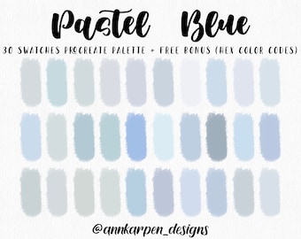 Pastel Blue Procreate Palette 30 HEX Color Codes Instant 