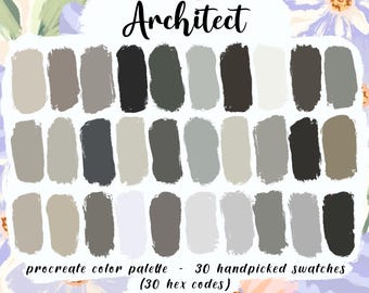 Architect Procreate-palet, 30 HEX-codes Good Notes, digitale zakelijke planner, iPad Pro-planningsillustratie, stadsingenieur kleurstalen