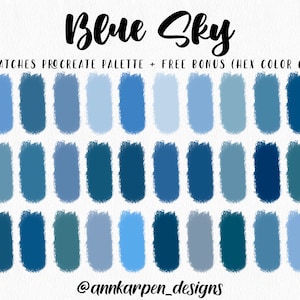 Blue Sky Procreate Palette, 30 HEX Color Codes, Instant Download, iPad Pro Landscape Art Illustration, Boho Water Color Swatches, Good Notes