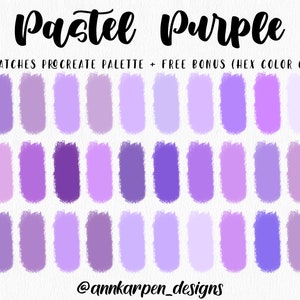 Pastel Purple Procreate Palette, 30 HEX Codes, Instant Download, Good Notes, Digital Planner Colors, iPad Illustration, Soft Lilac Swatches