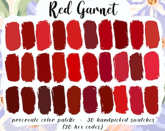 Red Garnet Procreate Palette, 30 HEX Color Codes Included, iPad Pro Tools, Deep Dark Assorted Colors, Love Illustration, Deep Red Palette