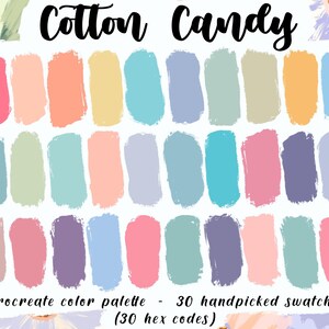 Cotton Candy - Procreate Palette, 30 HEX Codes, Good Notes, Digital Pastel Planner Theme, iPad App Illustration, Easter Color Swatches
