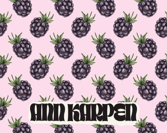 Pink Blackberry - Seamless Digital Paper Pattern, Cottagecore Art Gift Wrapping Paper, UNLIMITED Use, Easter Party Theme Gifts, Scrapbooking