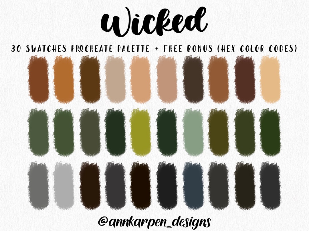 Wicked Procreate Palette, 30 HEX Codes, Handpicked Colors, Instant ...