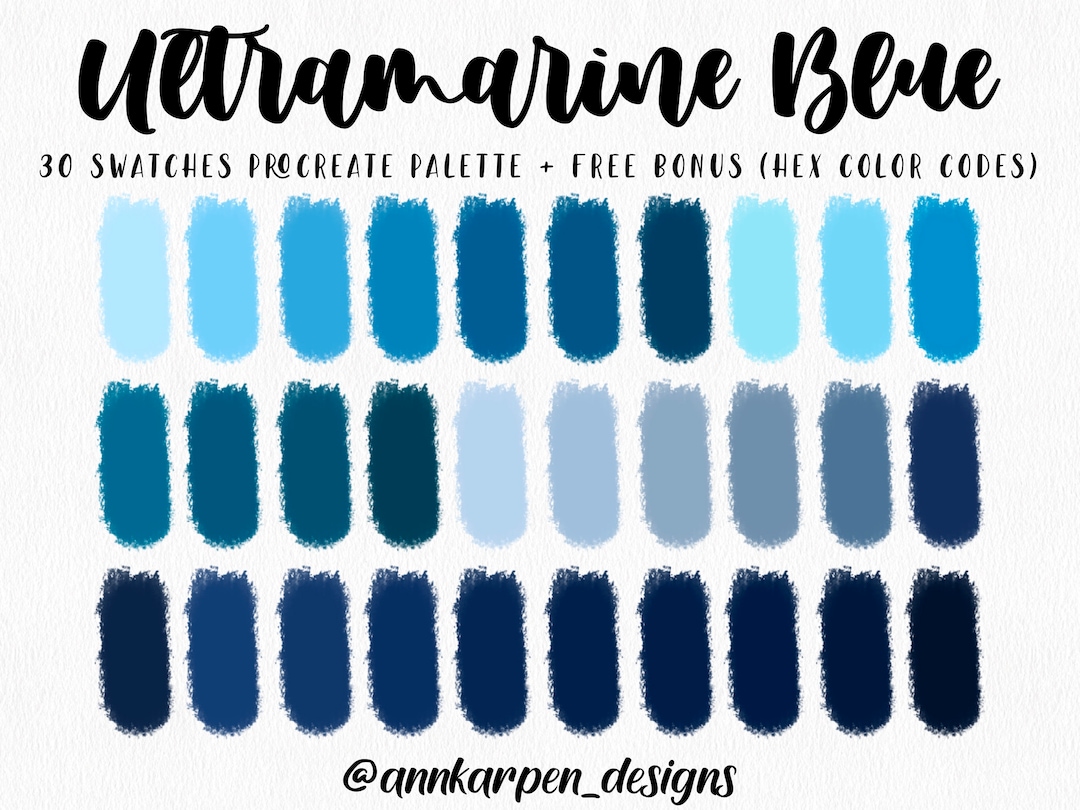 Ultramarine Blue Procreate Palette, 30 HEX Color Codes Palette, Instant
