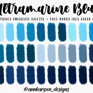 Ultramarine Blue Procreate Palette, 30 HEX Color Codes, Good Notes, Digital Planner Blue Theme, iPad Pro Illustration Tools, Color Swatches