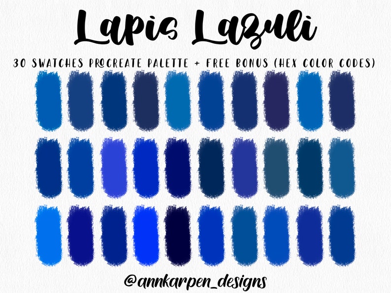 Lapis Lazuli Procreate Palette, 30 HEX Color Codes, Instant Digital