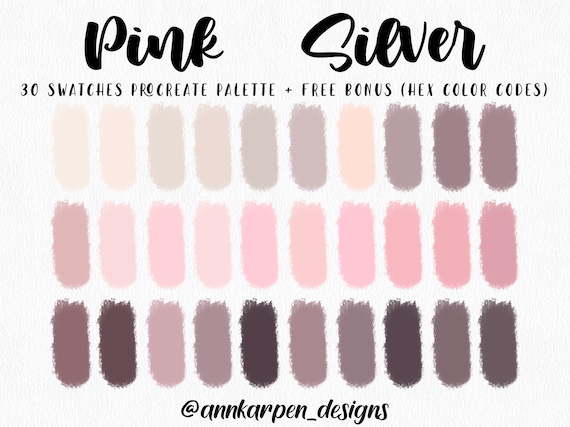 Pink Silver Procreate Palette, 30 HEX Color Codes, Instant Digital  Download, iPad Illustration Procreate App, Assorted Soft Color Swatches -   Israel