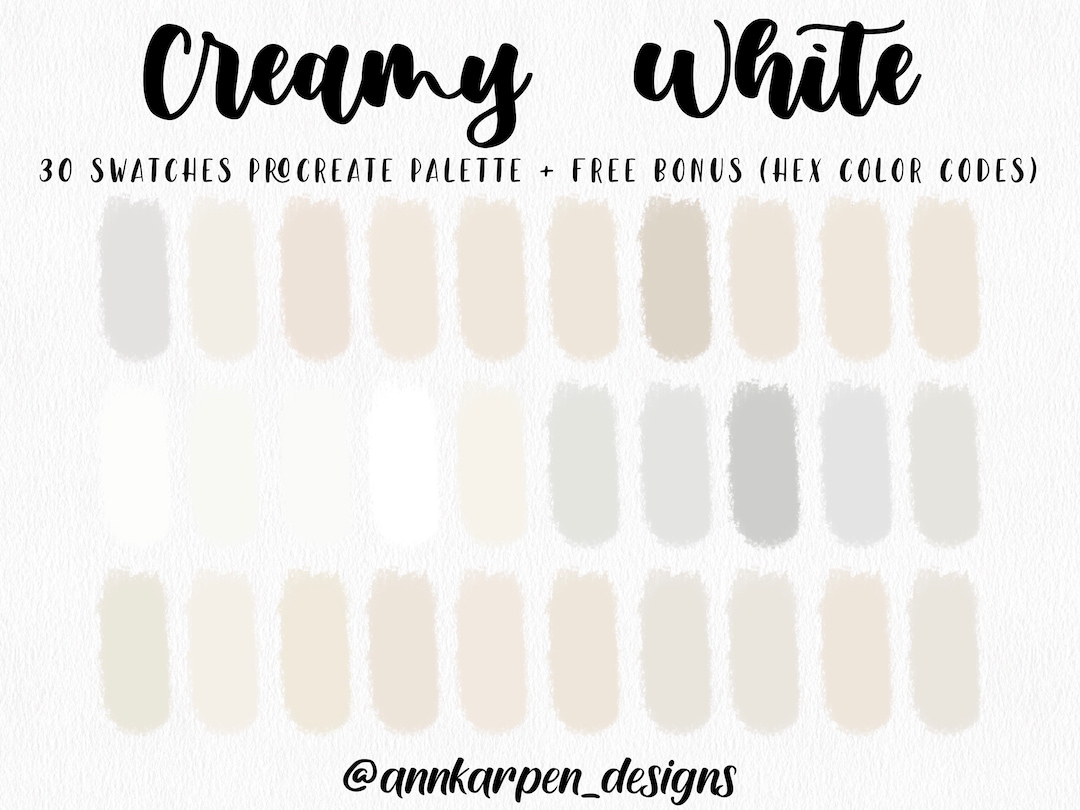 creamy-white-procreate-palette-30-hex-color-codes-instant-digital