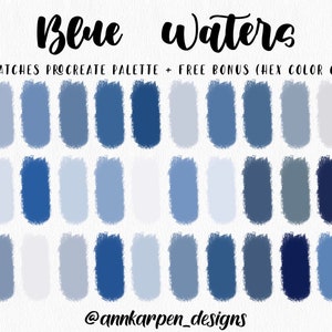 Light Blue Procreate Palette, 30 HEX Color Codes, Instant Digital Download,  iPad Pro Art Illustration, Pastel Sky Blue Swatches, Water Art