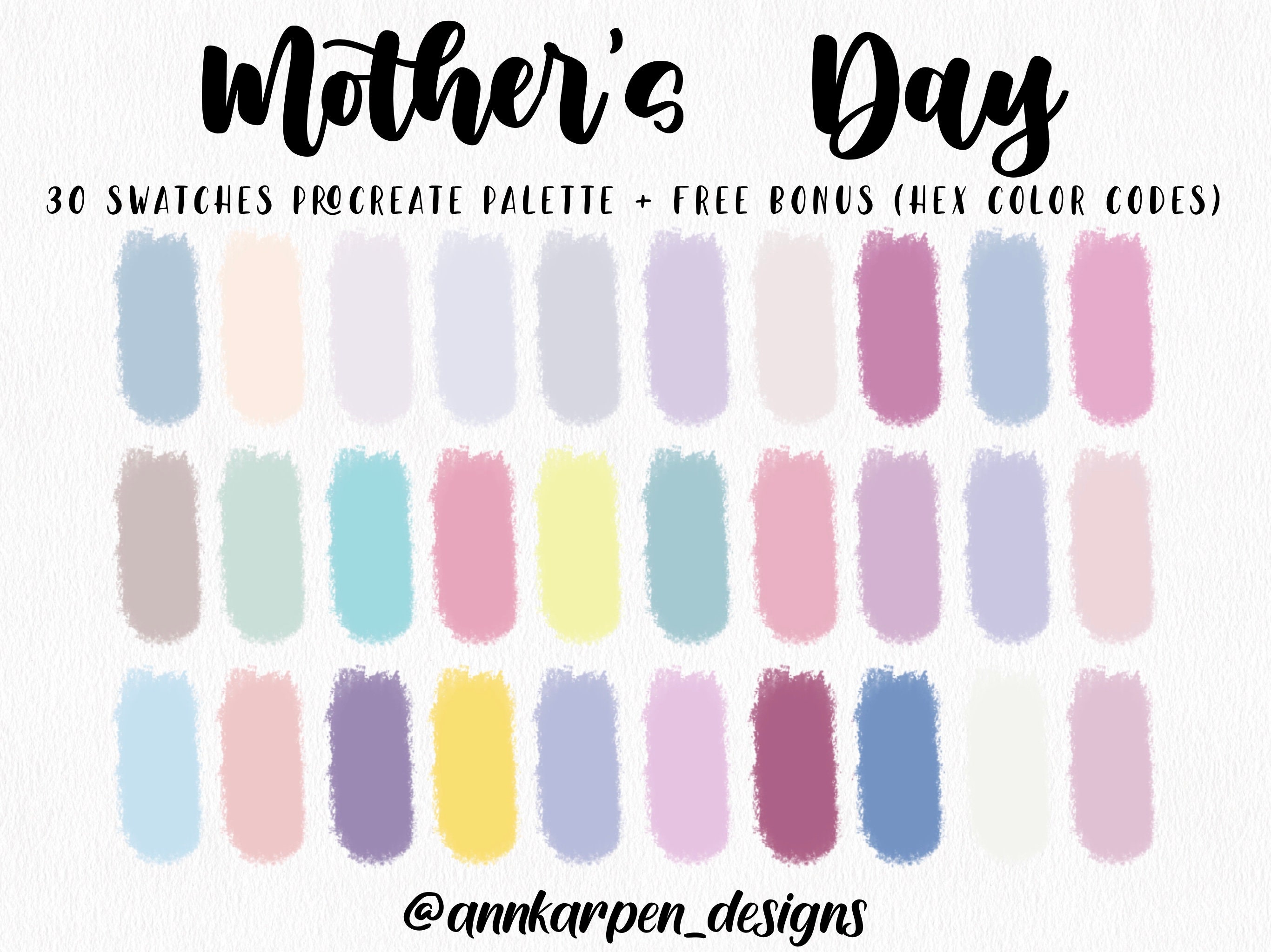 Mother's Day Procreate Palette 30 HEX Color Codes Etsy