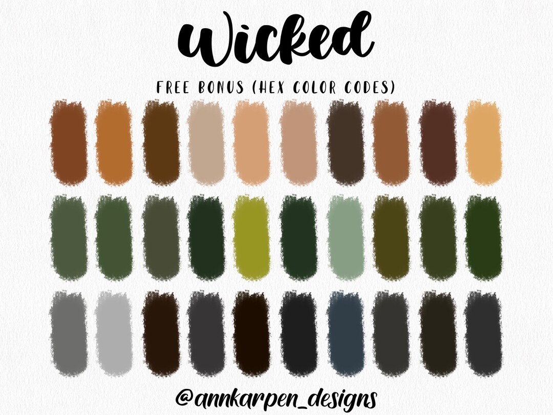 Wicked Procreate Palette 30 HEX Color Codes Instant Digital Etsy
